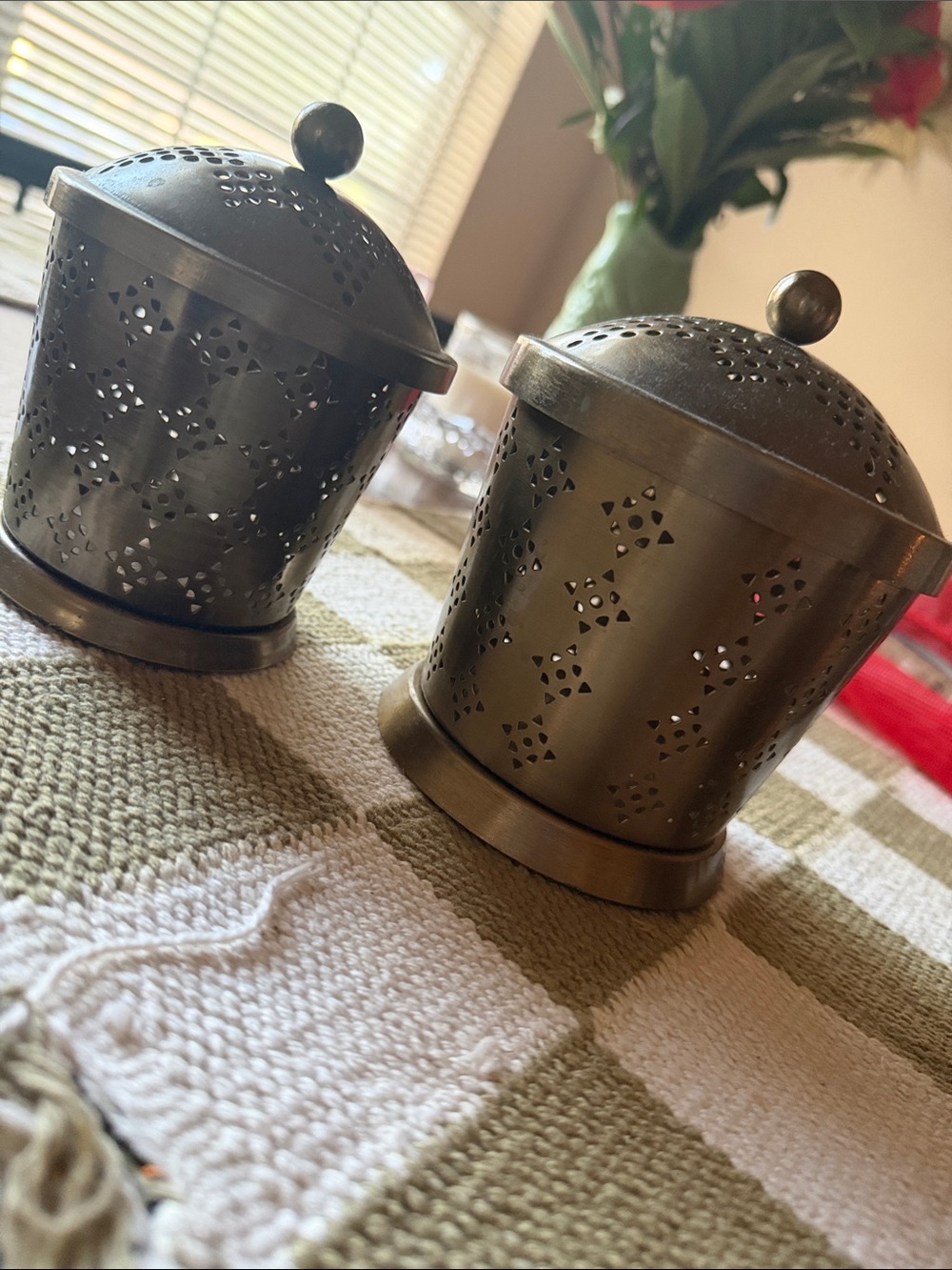 Opalhouse Brass-Tone Pierced Metal Lanterns - Set of 2
